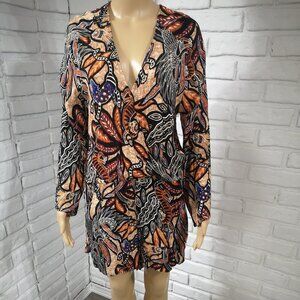 H&M Ladies Size 12 Multi Colored Tribal Print Long Sleeves Romper